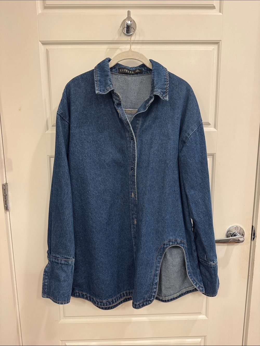 Lioness Dark Blue Oversized Denim Shirt